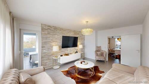 Wohnzimmer mit Blick in den Essbereich - 4 Zimmer Etagenwohnung in Hamm