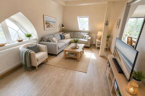 Wohnzimmer // Virtuelles Homestaging (entspricht nicht der tatsächlichen Ausstattung) - Etagenwohnung mit 51,00 m&sup2; in Wyk auf Föhr zum Kaufen