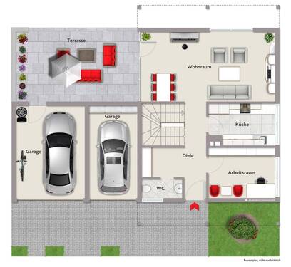 Grundriss Erdgeschoss - Lahr, Hugsweier - Familienfreundliches Architektenhaus mit viel Raum für Kreativität!