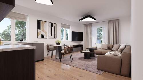 Visualisierung Kochen/Essen/Wohnen - 2 Zimmer Etagenwohnung in Landau an der Isar