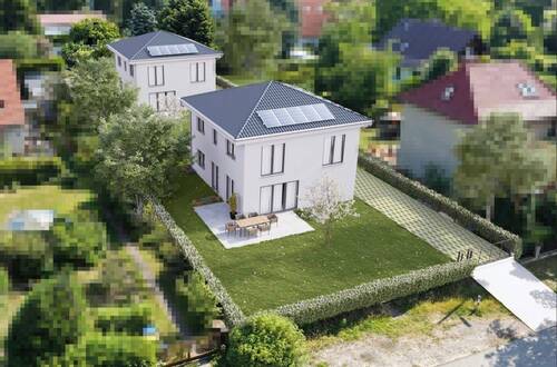 Drohnenaufnahme Visualisierung - Modernes Neubauhaus in Französisch Buchholz - Ihr zukünftiges Zuhause