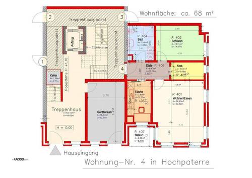 Wohnungsaufteilung WE-Nr. 4 - Etagenwohnung mit 68,00 m&sup2; in Jemgum - Ditzum zur Miete