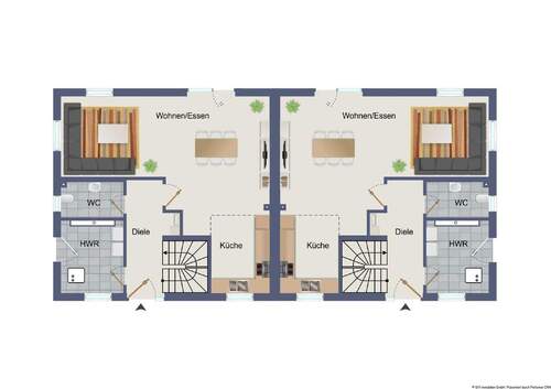 Ansicht Erdgeschoss - Doppelhaushälfte mit 116,00 m&sup2; in Schönberg zum Kaufen