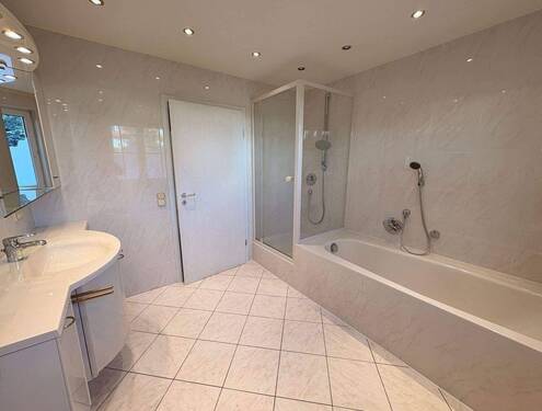 Tageslichtbad mit Wanne und Dusche - 