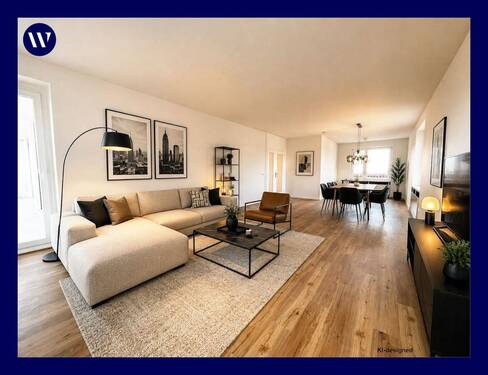 Wohnen (Möblierung KI-designed) - Neues Familien-Zuhause! Modernisierte 4 Zimmer mit Umlaufbalkon, 2 neue Bäder, neuer Boden, Aufzug