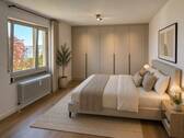 KI-Illustration Schlafzimmer - Etagenwohnung mit 60,60 m&sup2; in Ludwigsburg / Pflugfelden zur Miete