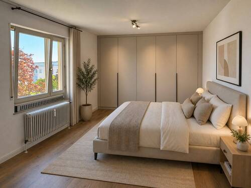 KI-Illustration Schlafzimmer - Etagenwohnung mit 60,60 m&sup2; in Ludwigsburg / Pflugfelden zur Miete