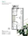 Typ 1_25,6 qm_1 Zi mit Terrasse_Balkon_separater K - 