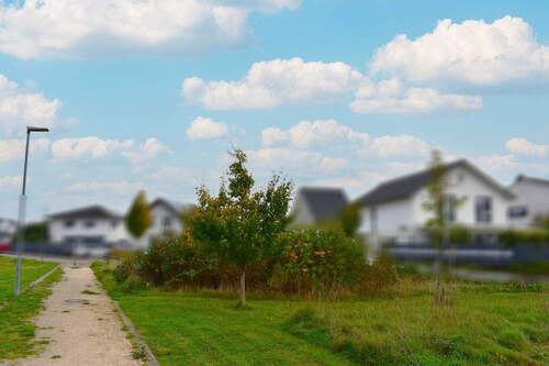 Rückansicht mit Fußweg - Grundstück in Kronau