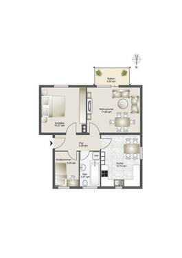 2,5-Zimmer-Wohnung - 