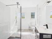 Modernes Tageslichtbad mit bodengleicher Dusche - 
