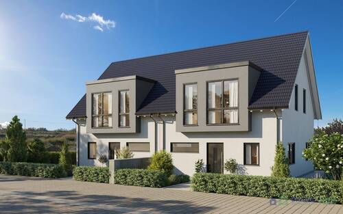 Visualisierung einer möglichen Bebauung (Variante Doppelhaus) - 