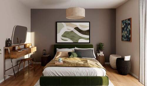 Erholen Sie sich in Ihrem komfortablen Schlafzimme - 2-Zimmer-Eigentumswohnung mit Gartenanteil und Loggia in Südausrichtung