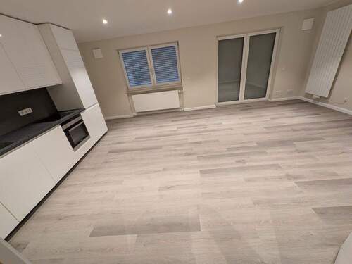 Wohnzimmer mit Küche - 2 Zimmer Etagenwohnung zur Miete in Rüdesheim am Rhein