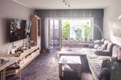 Wohnzimmer Blick Terrasse - Reihenmittelhaus mit 61,30 m&sup2; in Hamburg zum Kaufen