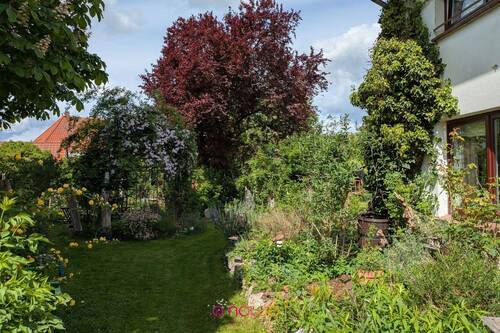 Blick in den großen Garten - 7 Zimmer Doppelhaushälfte in Lehre