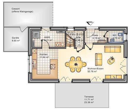 Erdgeschoss - 4 Zimmer Einfamilienhaus in Oldenburg / Bümmerstede