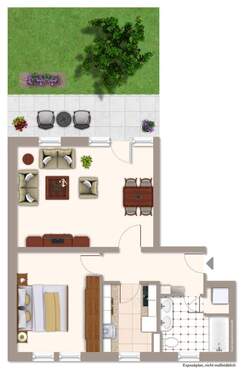 2 Zimmer, Küche, Tageslichtbad, Terrasse - 