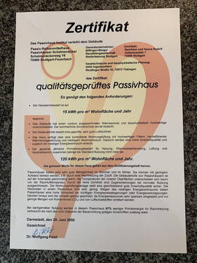 Passivhaus Zertifikat - 