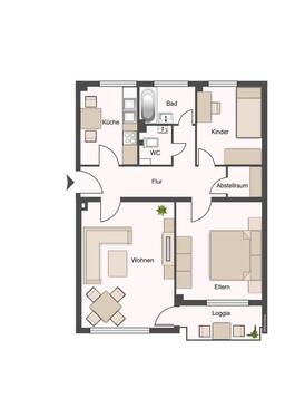 3 Zimmer, links - 