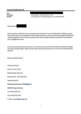 e-mail zu Bebaubarkeit - 