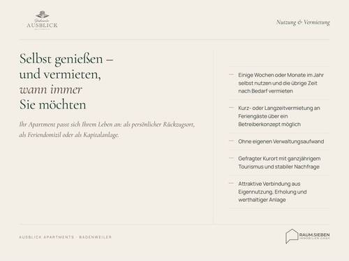Die Nutzung & Vermietung - 