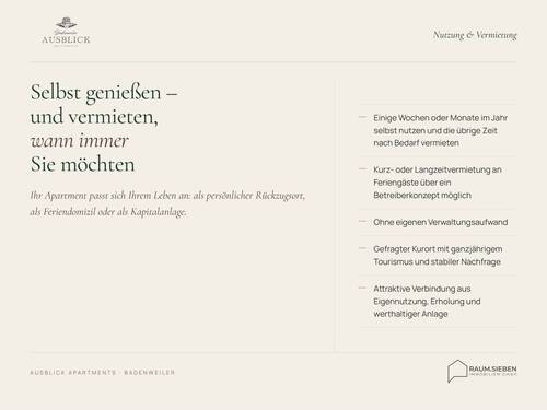 Die Nutzung & Vermietung - 