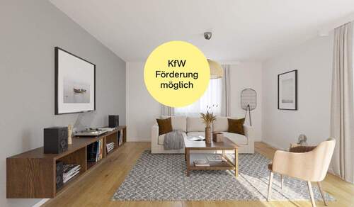 Im geräumigen Wohnzimmer kommt Ihre Familie zusammen_KfW - Komfortables Zuhause mit 4 Zimmern