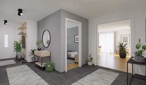 Ein breiter Flur bietet Platz für Regale, Pflanzen - 4 Zimmer Einfamilienhaus in Ribnitz-Damgarten