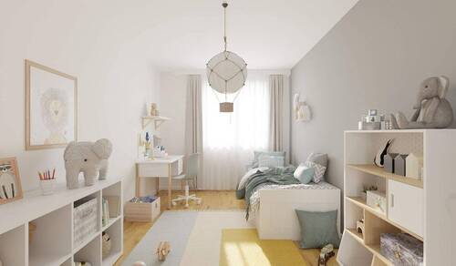 In einem hell erleuchteten Kinderzimmer können Ihr - 