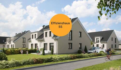 Das Doppelhaus in seiner grünen Umgebung - 