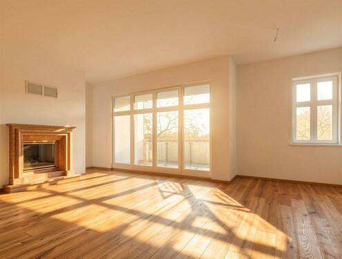 Toller Wohnraum mit Kamin - 4 Zimmer Etagenwohnung zum Kaufen in Leipzig