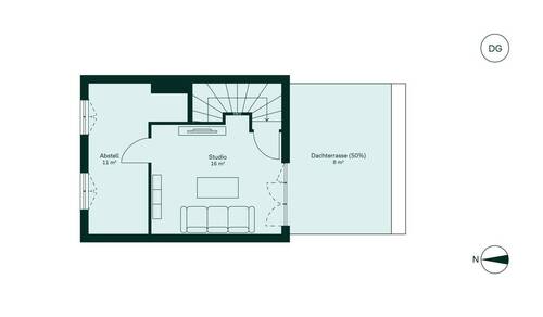 Ausgebautes Dachstudio mit angrenzender Dachterrasse - 