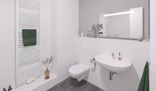 Modernes Badezimmer mit bodengleicher Dusche - Etagenwohnung mit 56,40 m² in Hattingen zum Kaufen