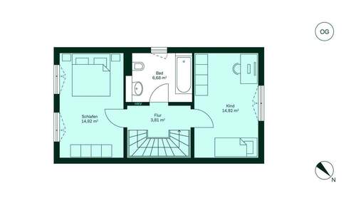 Große und komfortable Schlafzimmer im Obergeschoss - 