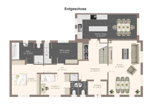 Wohnhaus links Erdgeschoss teilfertiggestellt - 