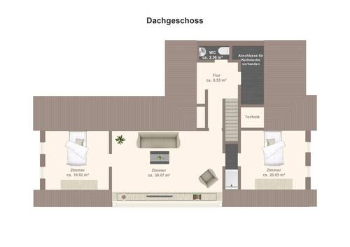 Wohnhaus links Dachgeschoss teilfertiggestellt - 