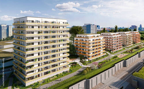 Außenvisualisierung Haus 1-5 - 3-Zimmer Eigentumswohnung mit ca. 90m² und Balkon