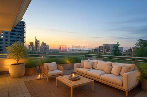 Terrasse mit Skyline-Blick - Virtual Staging - Top!! Terrassenwohnung mit Skylinepanorama - 164?m² Licht & Luxus