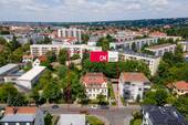 Luftbild Gebäudeansicht - Gepflegter Altbau mit 9 WE, Balkonen, Stellplätzen in Dresden-Ost! 100 % vermietet!