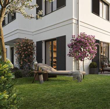 Außenvisualisierung - Platzwunder mit Komfort: Neubau mit Garten, 2 Bädern, Parkett & Hobbyraum