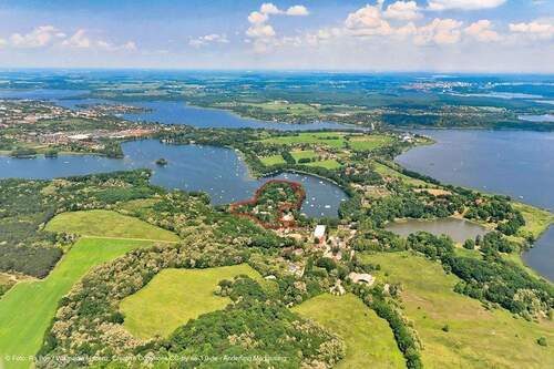 Luftaufnahme mit Markierung - 6,2 ha Halbinsel am Glindower See - Werden Sie Erbbaurechtsgeber!