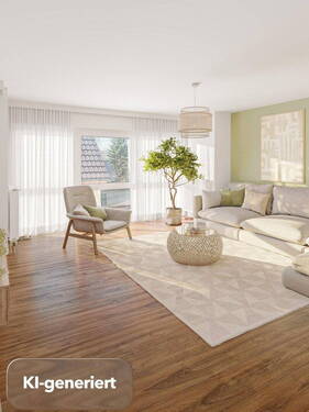 Wohnzimmer KI-generiert - Von Privat helle 3 Zimmer Eigentumswohnung bezugs-u.provisionsfrei gute Lage Balkon Stellplatz EBK