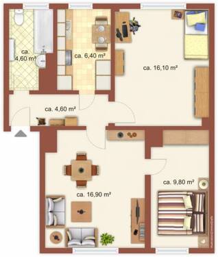 Bild 2 - 3 Zimmer Etagenwohnung zur Miete in Zeitz