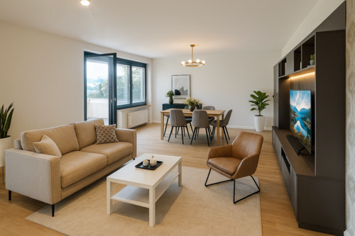 Wohnzimmer (KI Visualisierung) - 3 Zimmer Etagenwohnung in Stuttgart
