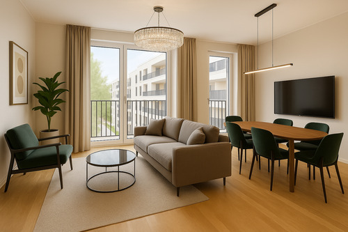 Wohnzimmer - Urban. Stilvoll. Nachhaltig. – Neubau mit moderner Architektur, 4 Zimmern, zwei Terrassen & effizientem Energiekonzept