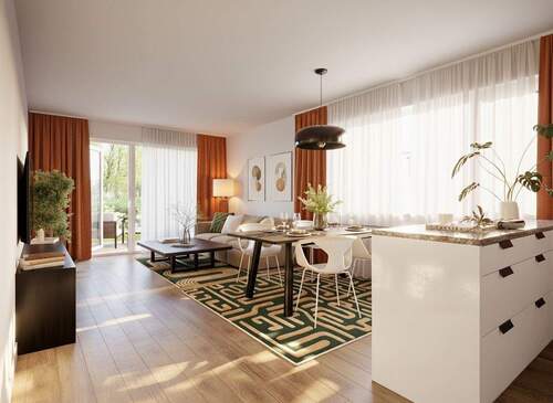 Unverbindliche Visualisierung Wohnbereich.jpg - Wohn-Oase mit Terrasse und Privat-Garten im Erstbezug