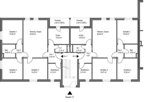 Erdgeschoss Haus Nr 5 (beispielhaft) - 