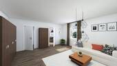 Blick ins Wohnzimmer - Charmante und gut geschnittene 2-Zimmer-Wohnung mit Balkon und eigener Garage