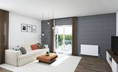 Wohnzimmer mit Zugang zum Balkon - 2 Zimmer Etagenwohnung zur Miete in Siegenburg